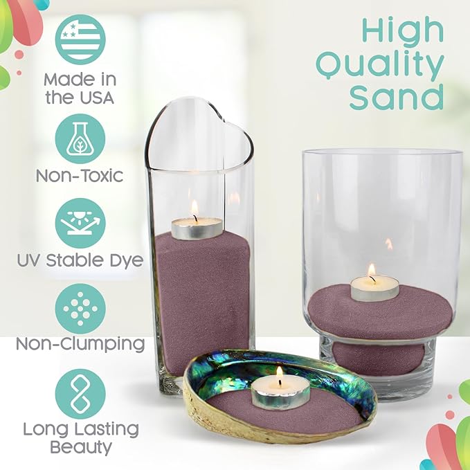 Quartz Unity Sand -1.5 LB (22 oz), Mauve Colored Sand for Weddings, Vase Filler, Home Decor, Craft Sand, Aquarium Sand, and More