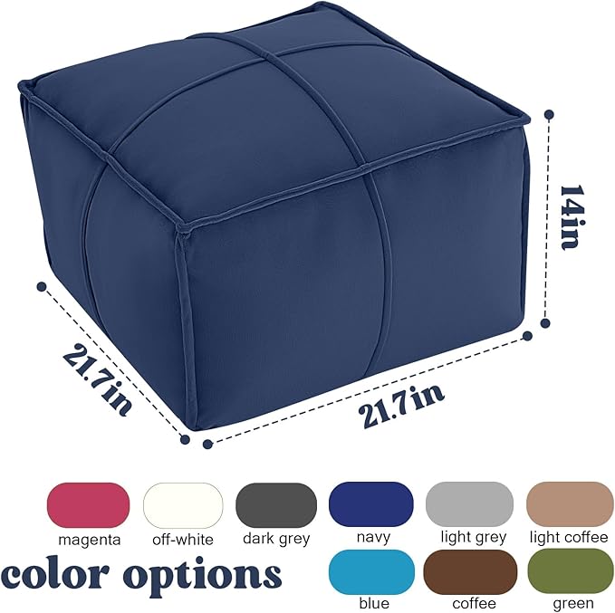 MeMoreCool Stuffed Round Pouf Ottoman Foot Rest, Floor Pouf Foot Stool with Soft Foam Chunk Filling, Small Round Ottoman Footstool Circle Footrest for Living Room