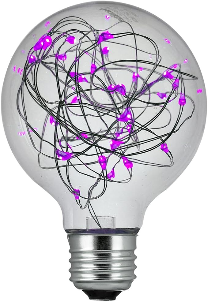 Sunlite 81173 G25 Globe Bulb, LED Fairy-Lights Inside, 1.5 Watts, Medium (E26) Base, Non Dimmable, Party Decoration, Holiday Lighting, String Light, Purple, 1 Count