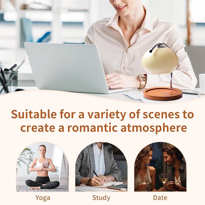Topyond Candle Warmer Lamp with Extra-Large Solid Wood Tray, Candle Warmer, Dimmable Vintage Aromatherapy Table Lamp, Bedroom Desk Decor Gift for Women and Home Decorators