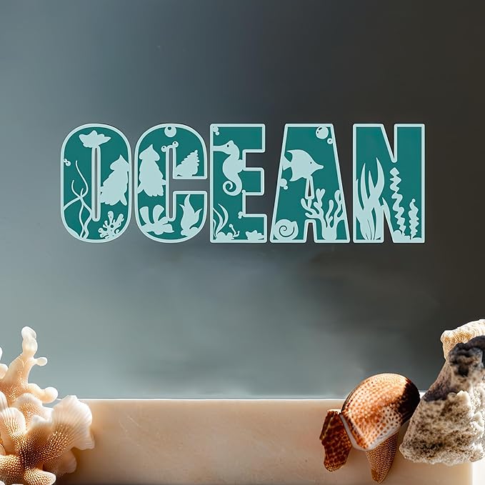 Name Sign For Nursery, Boho Nursery Sign, Family Name Signs, 3D Wall Art for Children & Kids Rooms, Baby Shower, First birthday gift (Sea Animals)