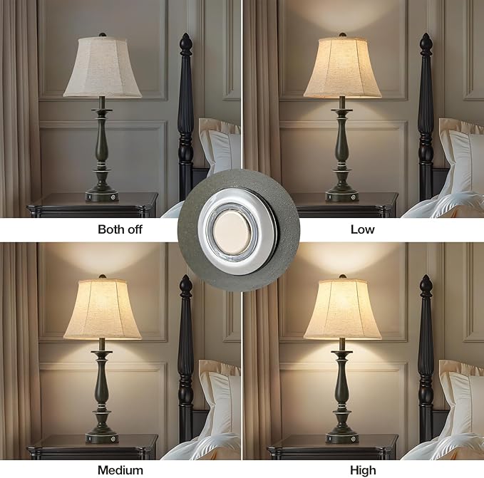 AIDENOEY 28.5" Traditional Table Lamp Set of 2, Rustic Farmhouse Table Lamps for Living Room Bedroom, Bedside Desk Lamps Vintage Nightstand Lamps with Silk Fabric Shades, Taupe with Rubbed Edge