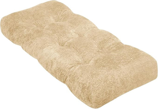 Bench Cushion 36 Inch - Luxury Chenille, High-Density Memory Foam, Non-Slip Bottom, Soft Durable Indoor Tufted Long Seat Cushion for Window Garden Furniture (Ivory, 36x14x4 Inch)