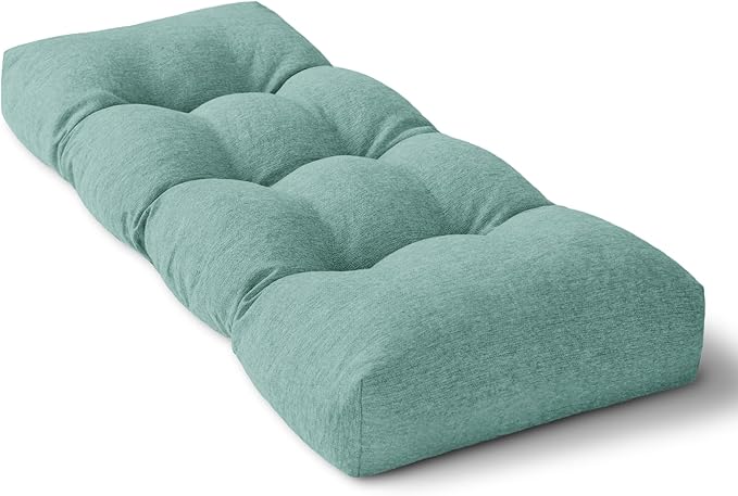 Bench Cushion 45 Inch - Polyester Brushed, High-Density Foam, Non-Slip Bottom, Soft Durable Indoor Tufted Long Seat Cushion for Window Garden Furniture (Light Green, 45x18x4 Inch)