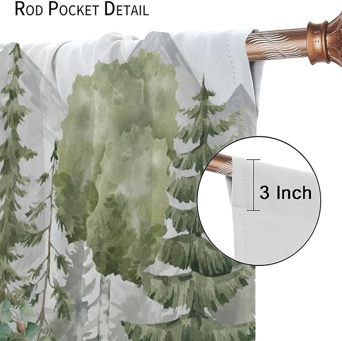 Kids Forest Animal Curtains,Fox Elk Bird Animal Watercolor Woodland Print Curtains Kids Nursery Bedroom Living Room Home Decoration 42x45 Inch