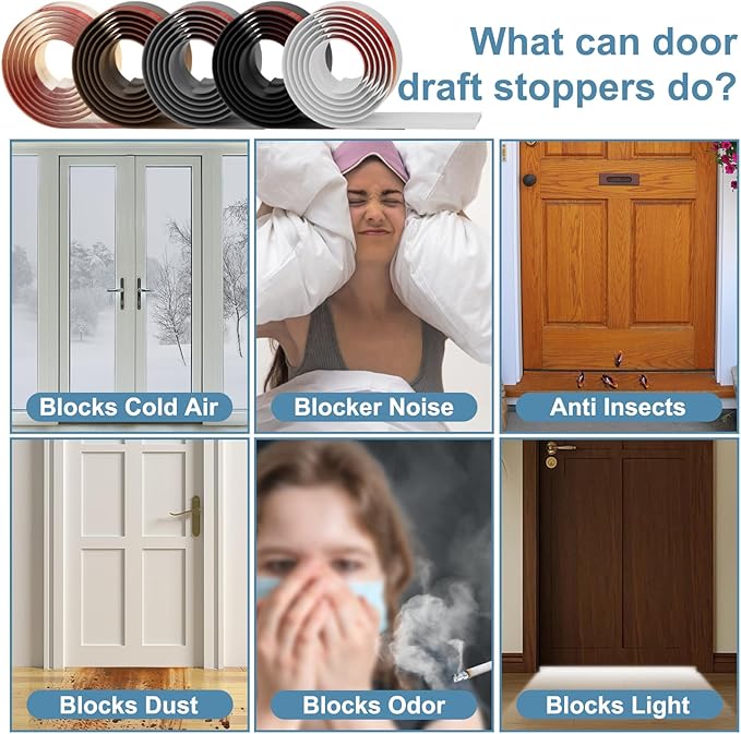 Door Draft Stopper, Adjustable Door Sweep for Bottom of Doors, Under Door Gap Filler for Exterior & Interior Doors, Weather Stripping Seal Blocks Noise and Cold Air (78Inch, Transparent)