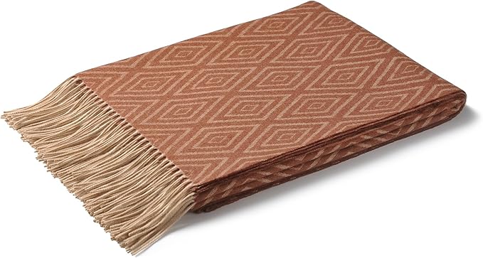 CUDDLE DREAMS Premium Cashmere Throw Blanket with Fringe, Luxuriously Soft (Diamond Ochre)