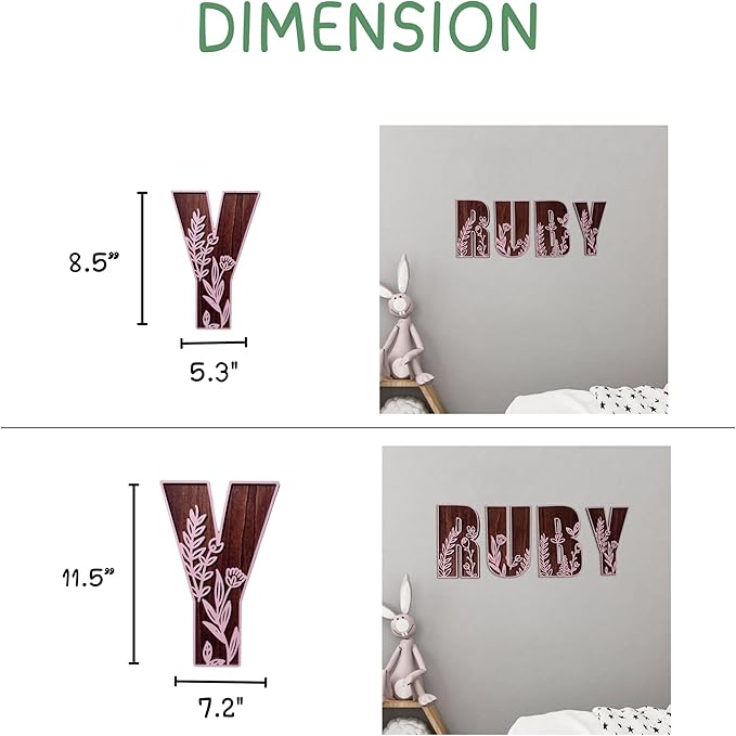 Name Sign For Nursery, Boho Nursery Sign, Family Name Signs, 3D Wall Art for Children & Kids Rooms, Baby Shower, First birthday gift (Dinosaur)