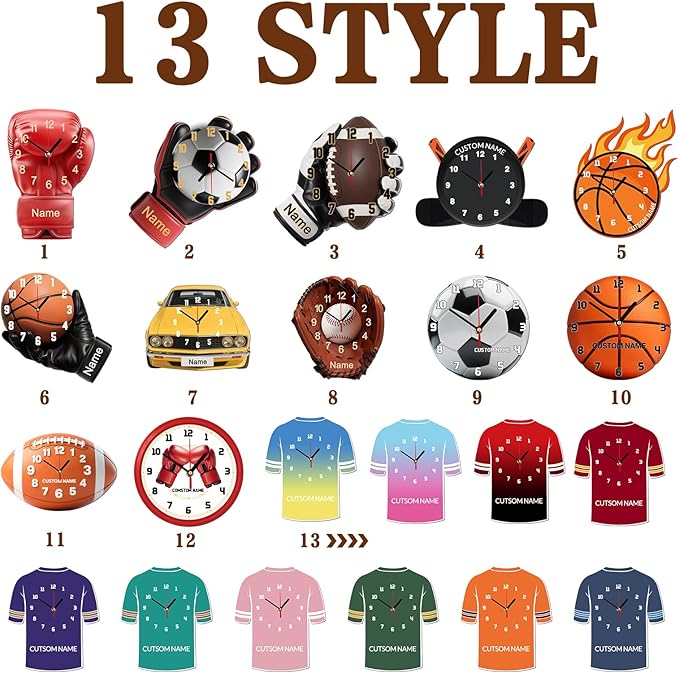 Personalized Clocks with Name Custom Basketball Wall Clock for Home Decoration Fathers Day Dad Gifts Birthday Christmas Creative Clock Customized Gift for Men Women Bedroom Living Room Decor