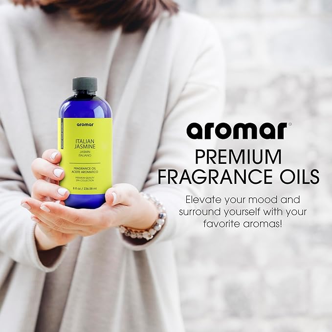 AROMAR Premium Fragrance Oil - Essential Oil for Diffusers & Home Aromatherapy - Italian Jasmine - 8oz