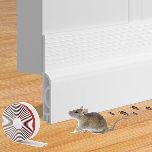 Door Draft Stopper for Bottom of Door, Adjustable Weather Stripping Door Seal for Cold Insulation, Under Door Sweep for Exterior & Interior Doors, Door Bottom Seal Blocker Noise (39inch,White)