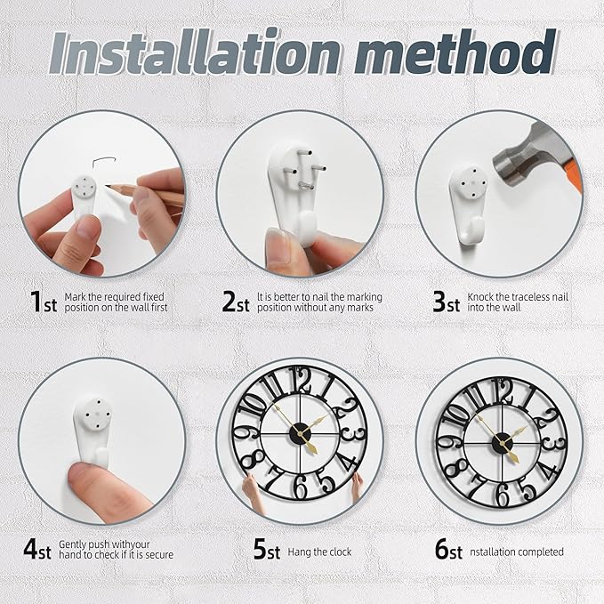 40 Inch Large Wall Clocks, Retro Black Metal Arabic Numerals Battery Operated Nearly Silent Oversize Decorative Clocks Wall for Living Room, Farmhouse, Entrance,Shop,Office Decor