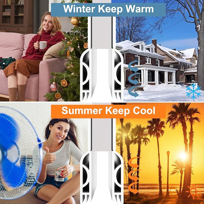 Door Draft Stopper, Adjustable Door Sweep for Bottom of Door, Under Door Gap Filler for Exterior & Interior Doors, Door Weather Stripping Blocks Noise and Cold Air (39Inch, White)