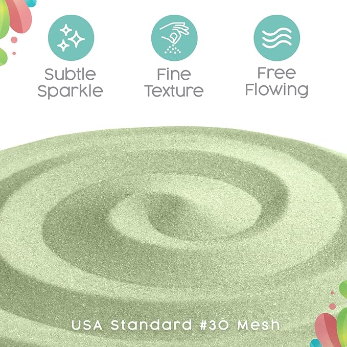 Sandsational Sparkle Celadon Green Unity Sand, 1 LB (16 oz), Colored for Weddings, Vase Filler, Home Décor, Craft, and More