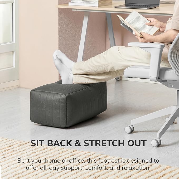 Anji Mountain 100% Handmade & Handcrafted Comfortable Home Décor Pouf Ottoman Footrest for Living Room, Bedroom, Nursery, Kidsroom, Patio Furniture - (22" x 12" x 10" - Gray)