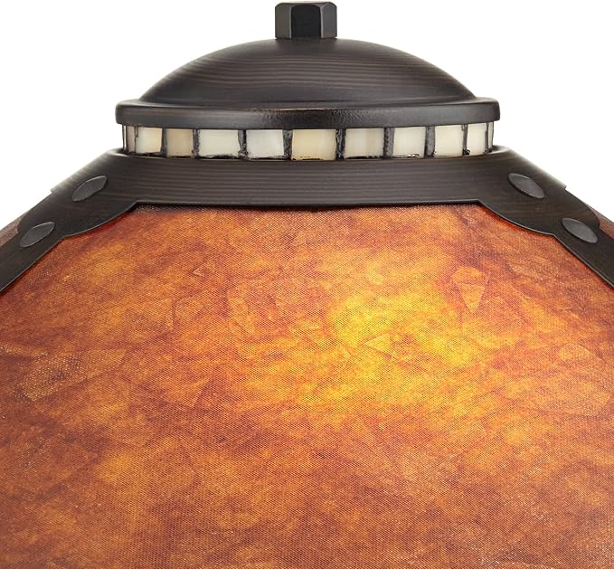 Robert Louis Tiffany Mica Collection Mission Tiffany Style Desk Table Lamps 18 1/2" High Set of 2 Art Deco Rustic Rubbed Bronze Natural Mica Shade for Bedroom House Bedside Nightstand Home Office