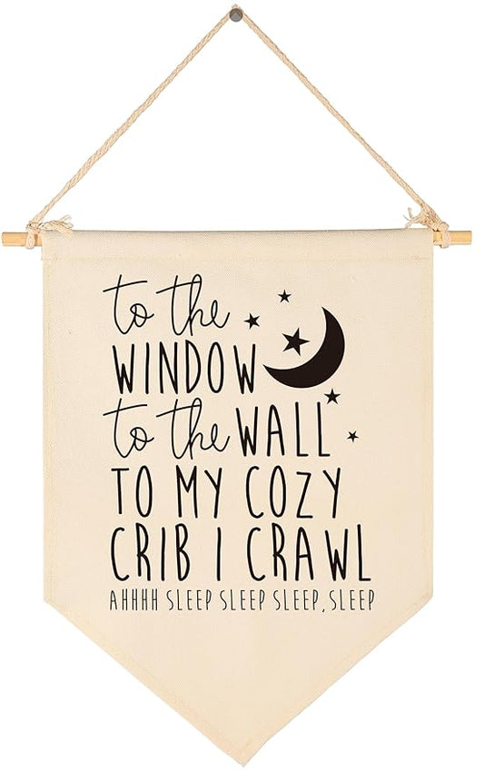 to the Window to the Wall-Sign Above Crib-Baby Flag Wall Decor Gifts for Baby Girls Boys Kids-Canvas Hanging Pennant Banner Sign Gifts for Nursery Baby Room Playroom Bedroom Front Door