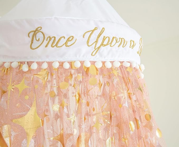 Disney Princess Kids Bed Canopy Curtains for Ceiling, Hanging Mosquito Netting Cover for Reading Nook, Sleeping Tent | Fairytale Playroom Accessories, Home Decor Room Essentials