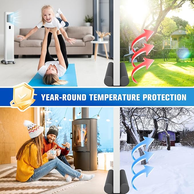 Under Door Draft Stopper for Bottom of Door, Weather Stripping Door Seal, Covers Gap Up to 2.36", Adjustable Door Sweep for Interior Doors and Exterior Cold Air, Noise, Dust, Light (Gray)