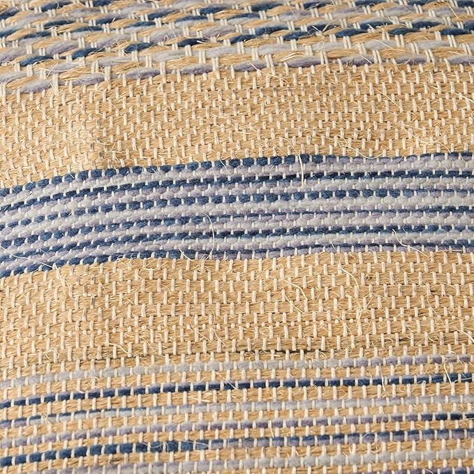 Foamma Pouf Ottoman Natural Blue, 16"x16"x16" - Square Ottoman Foot Rest for Living Room and Bedroom, Pouf Footstool with Handcrafted Wool Cover, Foot Rest for Couch, Boho Furniture for Home