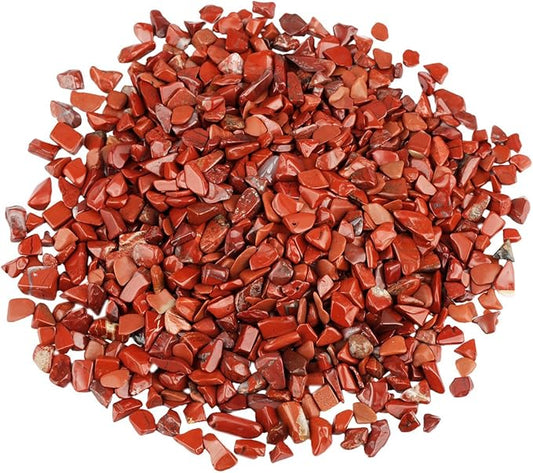 SUNYIK Red Jasper Tumbled Chips Stone Crushed Crystal Quartz Pieces Irregular Shaped Stones 1pound(about 460 gram)