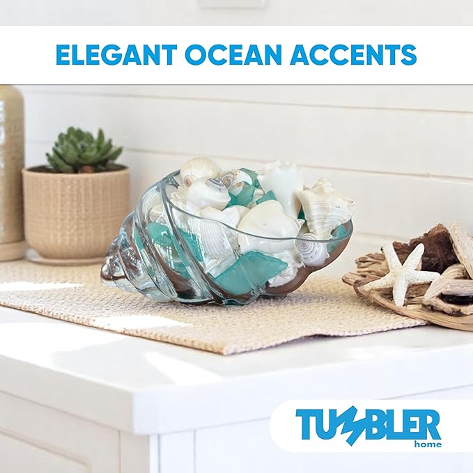 Tumbler Home Sea Glass for Crafts, Decor & Vase Filler, 25oz Frosted Aqua & White Seaglass Pieces, Recycled Beach Glass in Bulk and Smooth Seaglass for DIY Art, Coastal Decor, and Jewelry Making