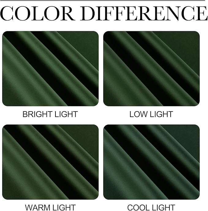 NICETOWN Dark Green Blackout Cafe Satin Curtains for Small Windows, 42" Wide by 84" Long, 2 Panels, Grommet Noise Reducing Faux Silk Blackout Drapes for Dining Room