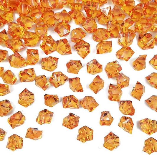 Vase Fillers for Home Decor, Fake Crushed Ice Cubes, Orange 150 pcs Reusable Fake ice Cubes for Photography Accessories Props Decoration for Wedding