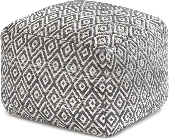 Anji Mountain 100% Handmade & Handcrafted Comfortable Home Décor Pouf Ottoman Footrest for Living Room, Bedroom, Nursery, Kidsroom, Patio Furniture - (22" x 22" x 16" - Charcoal)