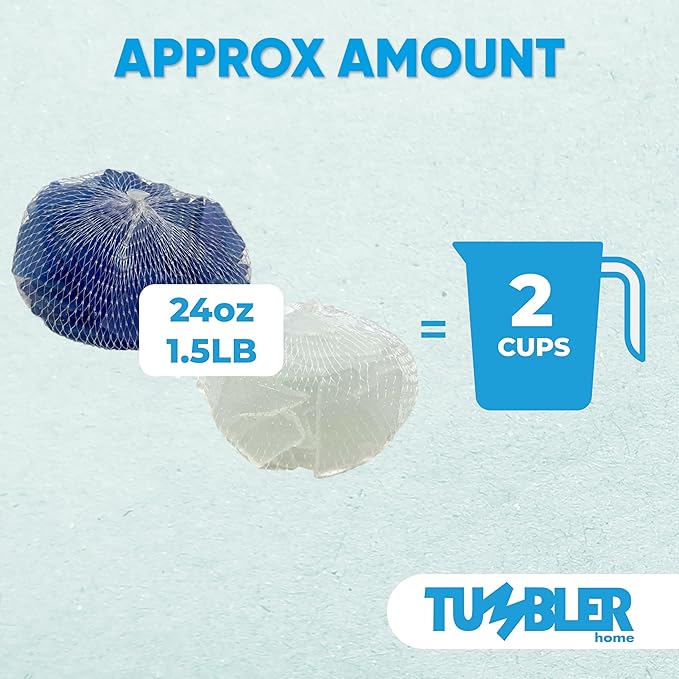 Tumbler Home Sea Glass for Crafts, Decor & Vase Filler, 25oz Frosted Blue & White Seaglass Pieces, Recycled Beach Glass in Bulk and Smooth Seaglass for DIY Art, Coastal Decor, and Jewelry Making