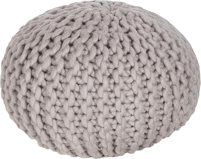 Mark&Day Pouf Ottoman, Haidershofen Texture Taupe Round Pouf Foot Rest for Living Room, Bedroom and Boho Home Decor (14"x20"x20")