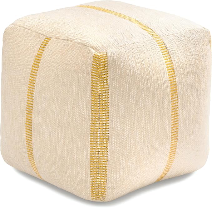 Anji Mountain 100% Handmade & Handcrafted Comfortable Home Décor Pouf Ottoman Footrest for Living Room, Bedroom, Nursery, Kidsroom, Patio Furniture - (20" x 20" x 20" - Croissant)