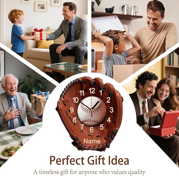 Personalized Clocks with Name Custom Basketball Wall Clock for Home Decoration Fathers Day Dad Gifts Birthday Christmas Creative Clock Customized Gift for Men Women Bedroom Living Room Decor