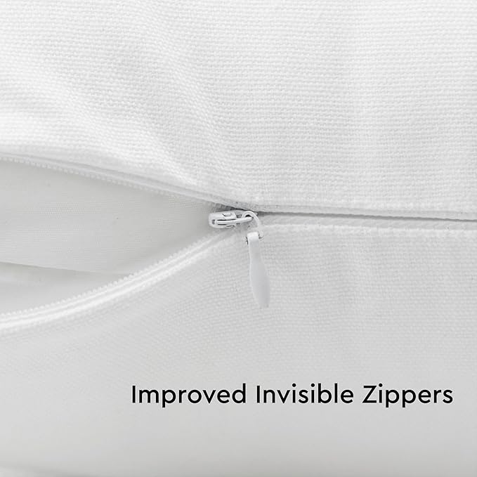 Encasa XO Throw Pillow Covers 16x16 in Set of 2 White | No Inserts | Cotton Pillow Covers for Living Room, Bed, Sofa, Couch | Decorative Cushion Covers with Improved Zippers