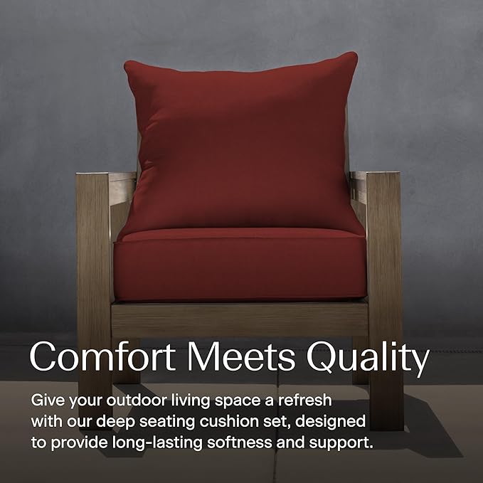 Honeycomb Outdoor Deep Seat, 24 x 23, Textured Solid Henna Chair Cushion for Patio Furniture