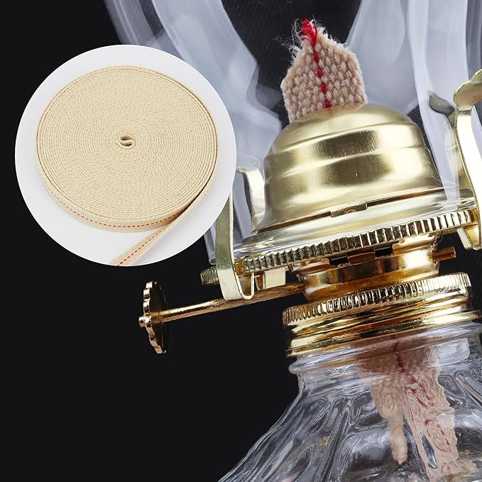 SWATOM Oil Lamp Wicks 33 Feet Roll 7/8 Inch Oil Wick for Lamps Cotton Lantern Kerosene Wick Replacement with Genuine Red Stitch