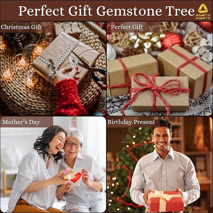 7 Chakra Crystal Tree of Life – Handmade Healing Gemstone Bonsai Trees for Home & Office Décor – Feng Shui Money Tree for Positive Energy, Good Luck & Spiritual Gifts for Women