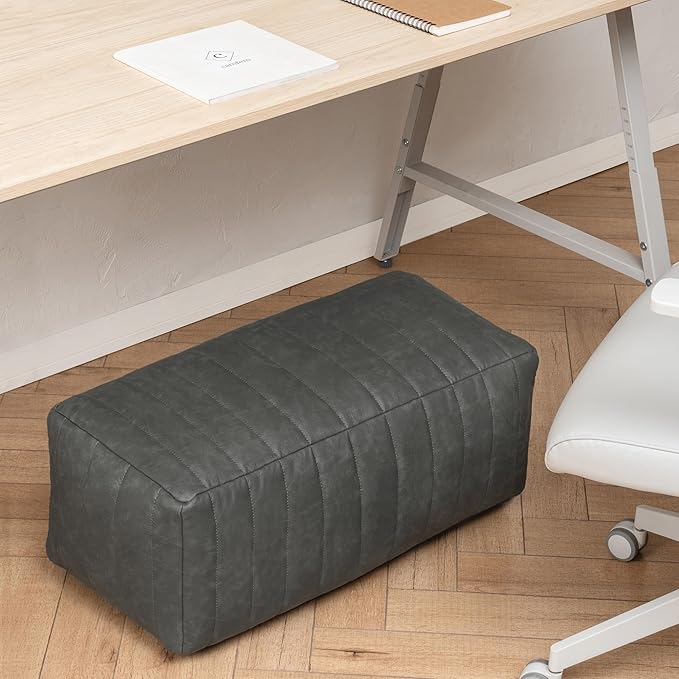 Anji Mountain 100% Handmade & Handcrafted Comfortable Home Décor Pouf Ottoman Footrest for Living Room, Bedroom, Nursery, Kidsroom, Patio Furniture - (22" x 12" x 10" - Gray)