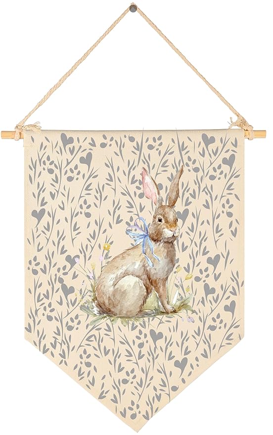 Cute Bunny Woodland-Baby Gifts Shower-Sign Above Crib-Wall Flag Decor Gifts for Baby Girls Kids-Canvas Hanging Flag Pennant Banner Wall Decor Gifts for Nursery Baby Room Playroom Bedroom Front Door