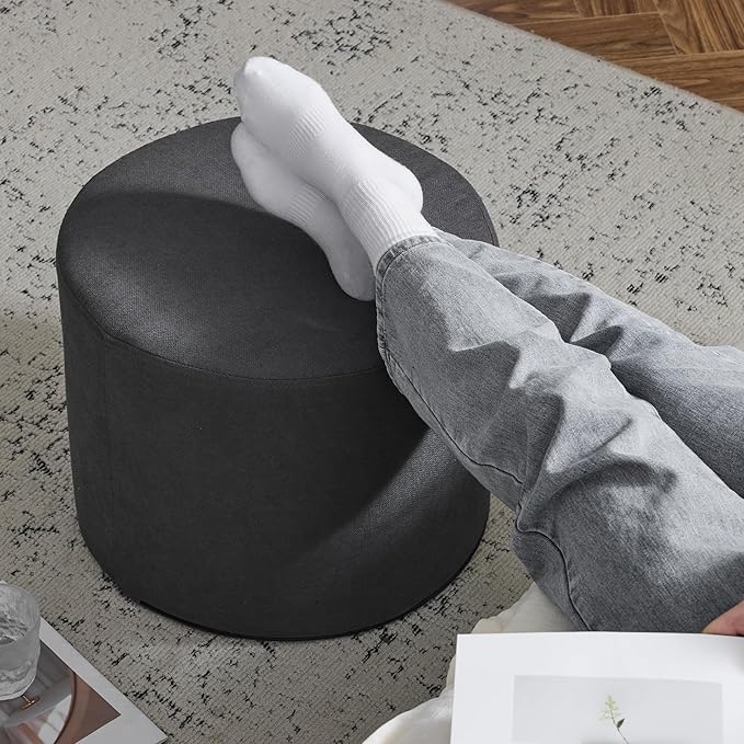 Bezseller Soft Boucle Pouf Ottoman, Comfortable Foot Rest, Full Foam Filling Footstool for Living Room, Bedroom, Lightweight Comfort and Charm Floor Poof Seating Perfect to Rest Your Feet, Grey-2