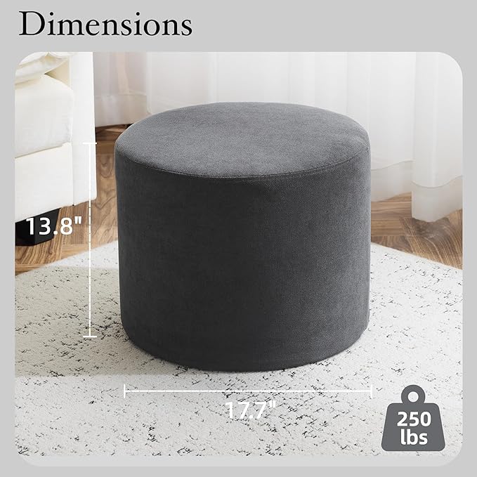 Bezseller Soft Boucle Pouf Ottoman, Comfortable Foot Rest, Full Foam Filling Footstool for Living Room, Bedroom, Lightweight Comfort and Charm Floor Poof Seating Perfect to Rest Your Feet, Grey-2