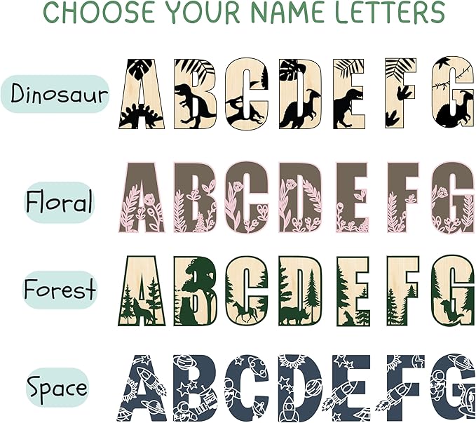 Name Sign For Nursery, Boho Nursery Sign, Family Name Signs, 3D Wall Art for Children & Kids Rooms, Baby Shower, First birthday gift (Dinosaur)