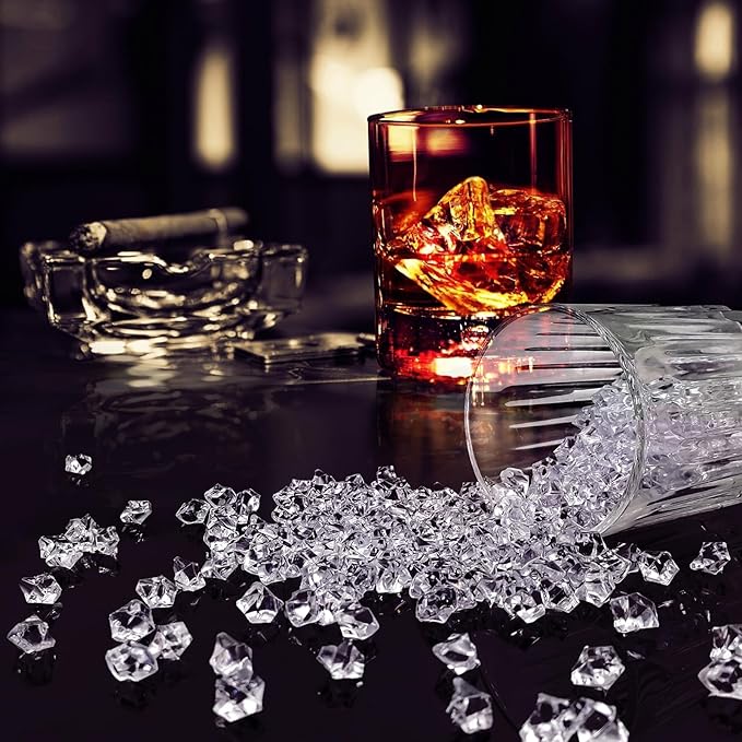 Fake Ice Cubes 600 PCS Clear Acrylic Rocks Vase Fillers for Centerpieces, 11 X 14 mm Crystal Gems Stones for Table Scatter,Home Decoration