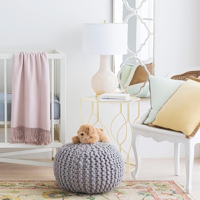 Mark&Day Pouf Ottoman, Haidershofen Texture Taupe Round Pouf Foot Rest for Living Room, Bedroom and Boho Home Decor (14"x20"x20")