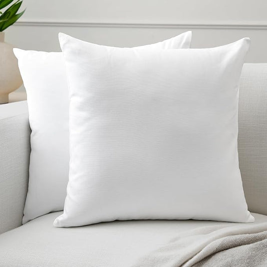 Encasa XO Throw Pillow Covers 16x16 in Set of 2 White | No Inserts | Cotton Pillow Covers for Living Room, Bed, Sofa, Couch | Decorative Cushion Covers with Improved Zippers