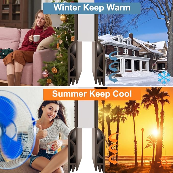 Door Draft Stopper, Adjustable Door Sweep for Bottom of Door, Under Door Gap Filler for Exterior & Interior Doors, Weather Stripping Seal Blocks Noise and Cold Air (39Inch, Brown)