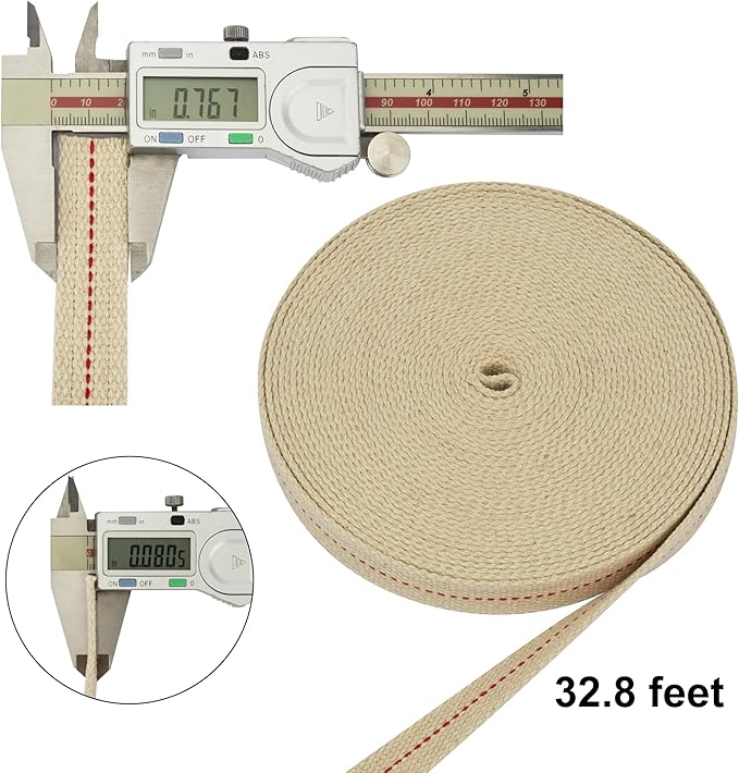 SWATOM Oil Lamp Wicks 33 Feet Roll 3/4 inch Oil Wick for Lamps Cotton Lantern Kerosene Wick Replacement with Genuine Red Stitch