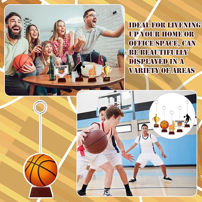 5 Pcs Basketball Themed Party Decorations Photo Holders Balloon Picture Holders Place Card Holders Table Centerpieces Number Name Clips Holder for Home Birthday Wedding Party Decor