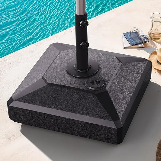 PURPLE LEAF HDML45 Patio Market Umbrella Stand Base with Wheels - 158 lbs Heavy Duty Outdoor Table Umbrella Base with Sand/Water, 21.7" X21.7" X 4.33"