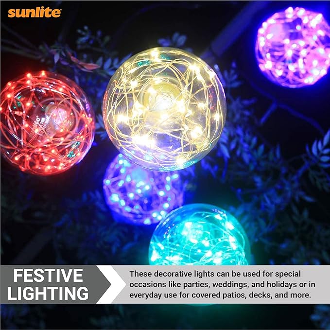 Sunlite 81173 G25 Globe Bulb, LED Fairy-Lights Inside, 1.5 Watts, Medium (E26) Base, Non Dimmable, Party Decoration, Holiday Lighting, String Light, Purple, 1 Count